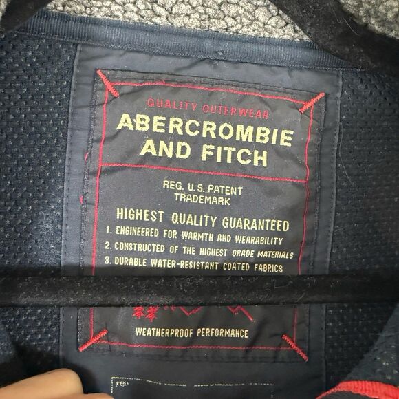 Vintage Abercrombie Fitch Jacket Men's Medium Grey Sherpa Zip Pockets Full Zip - Picture 9 of 12